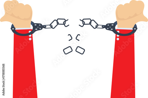 freedom,Hands broke the handcuffs

