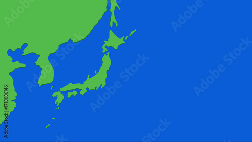 日本地図 アジア地図 イラスト（Japan and Asia map illustration）