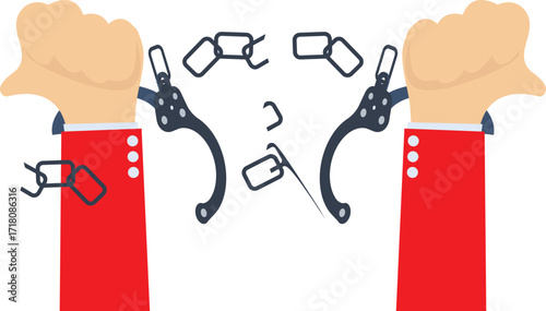 The hands that break free from the shackles regain their freedom, This is a set of business illustrations

