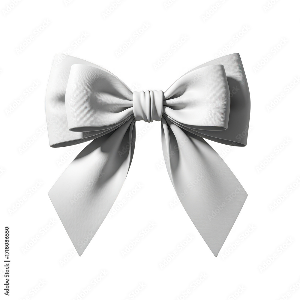 Naklejka premium Elegant white ribbon bow isolated on transparent background