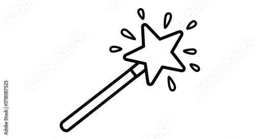 Sparkling Magic Wand Emitting Stars on an Isolated White Background, Enchanting Fairy Tale Element.