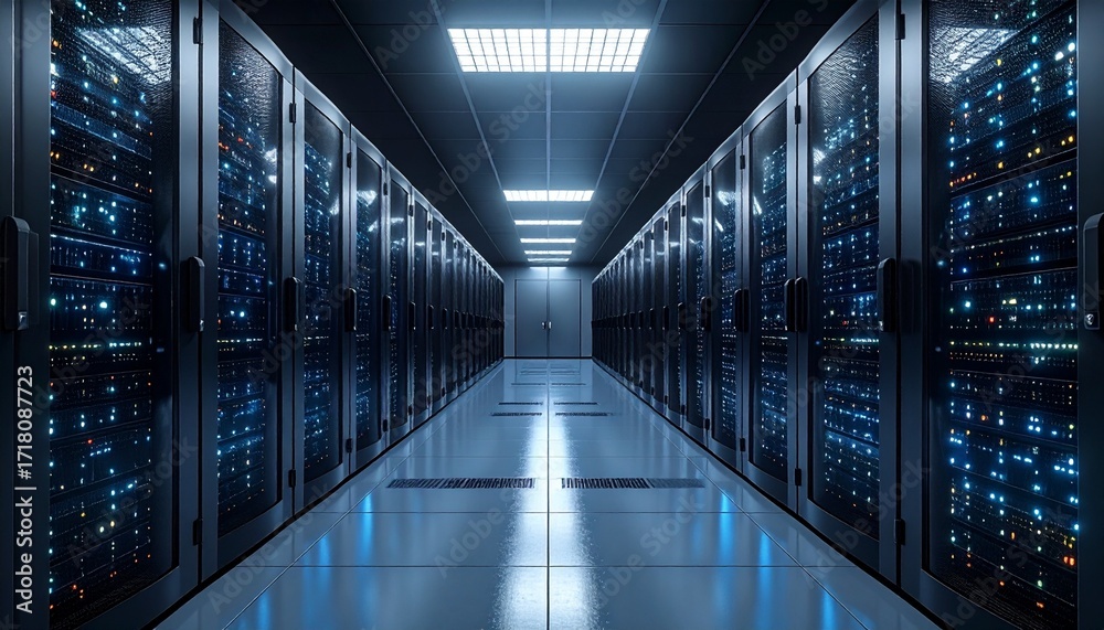 Fototapeta premium Modern Data Center Server Room Technology Infrastructure.