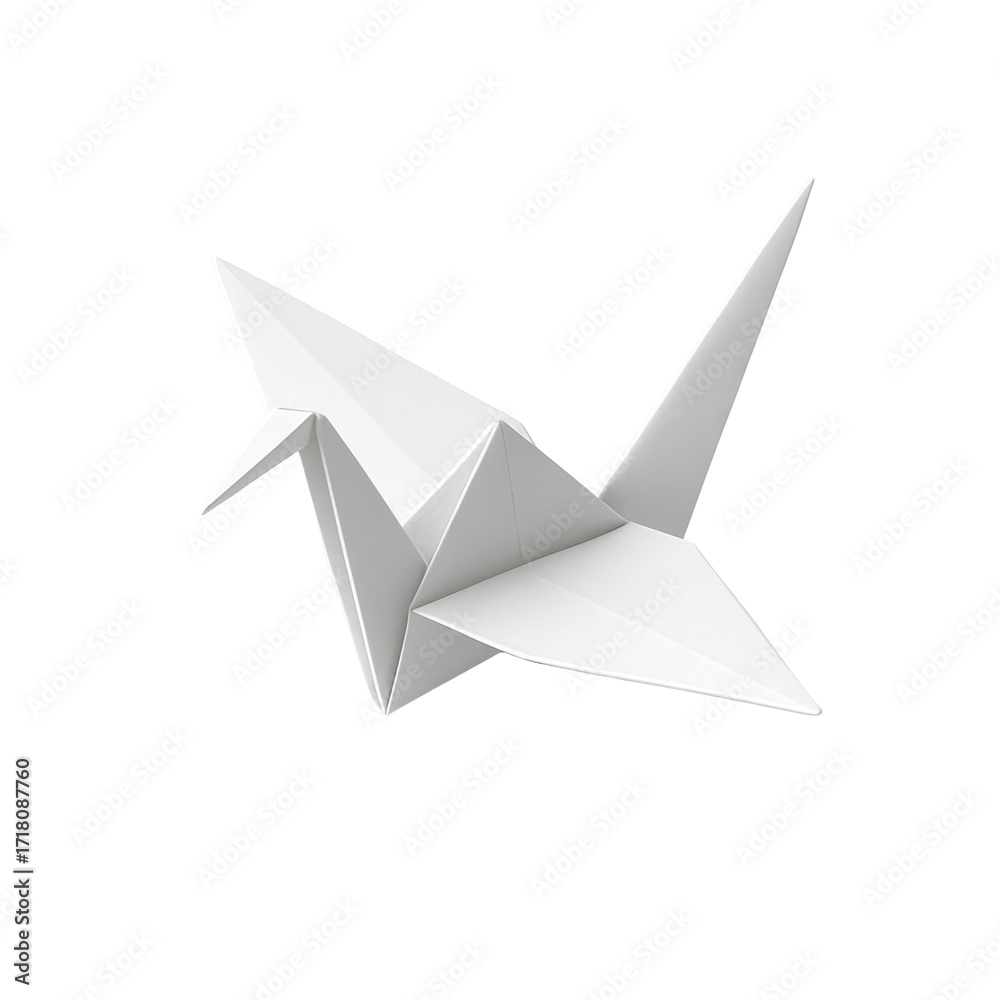 Naklejka premium Elegant White Origami Crane Paper Art Sculpture Minimalist Design
