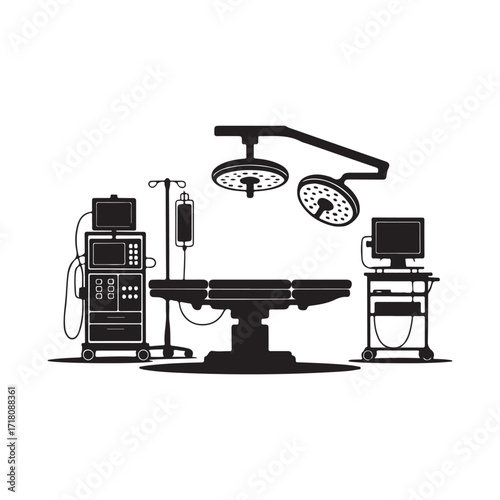 Operating Room Setup Vector Illustration