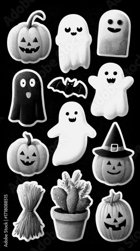 Cute Halloween stickers featuring pumpkins and ghosts