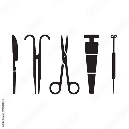 Surgical Scissors and Forceps Vector Illustration