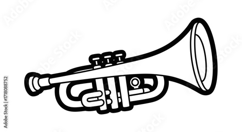 Shiny Brass Trumpet Musical Instrument, Isolated White Background