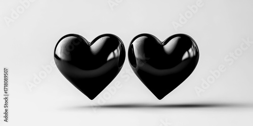 Black hearts symbolize love and connection in a simple design