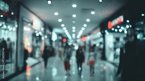 Wallpaper Mural Blurred shoppers walk a mall aisle under bright lights Torontodigital.ca