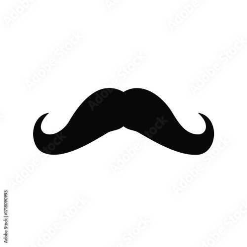 A vintage and classic black handlebar mustache illustration on white background