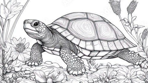 Turtle illustration nature scene
