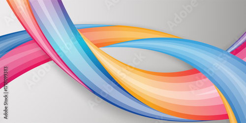 Abstract colorful wave lines with smooth gradients in blue, orange, and pink tones on a light background. Futuristic, elegant, and modern design for creative projects.