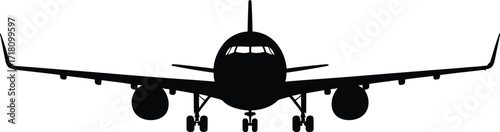 Airplane Wing Silhouette Flying High in the Sky for Aviation and Travel Theme