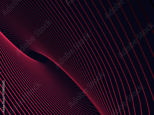 Wallpaper Mural Elegant flowing neon wave lines forming a smooth abstract pattern on a dark background. Ideal for digital art, modern design, technology, and creative visual projects. Torontodigital.ca