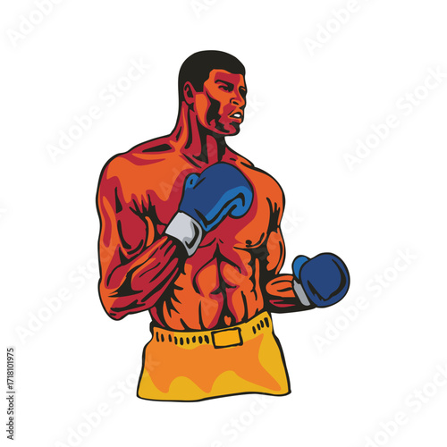 illustration of a man in boxing pose with arms crossed