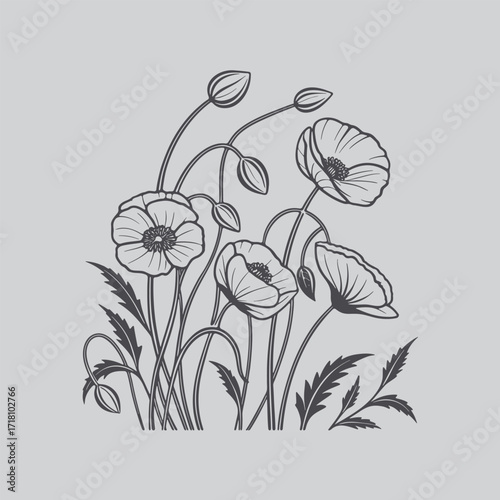 Silhouette Style Poppy Wall Hanging