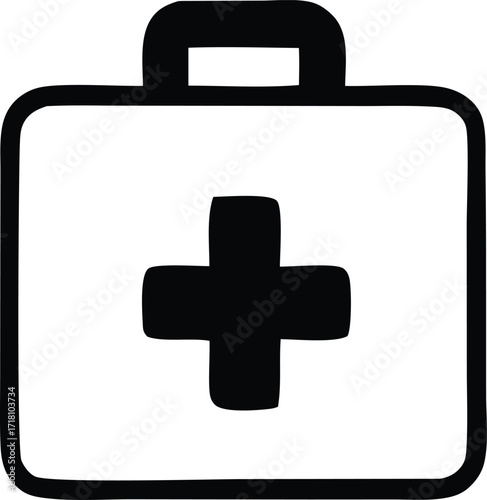 Simple first aid kit symbol icon with cross for medical emergency preparedness healthcare assistance safety aid supplies emergency care