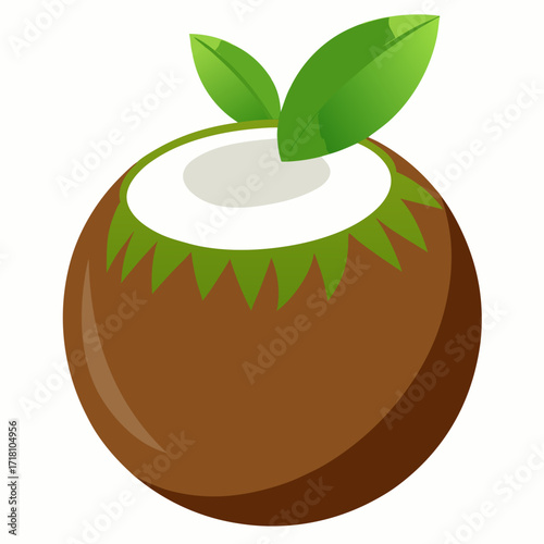 Fresh tropical vibes with this vibrant coconut illustration, perfect for summer promotions, healthy eating campaigns, or exotic travel designs, offering a taste of paradise