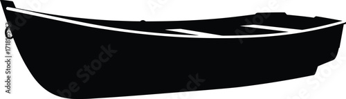 Vector illustration of a simple black rowboat silhouette for scalable graphic design projects