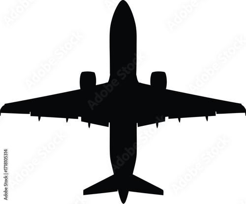 Black silhouette airplane vector graphic scalable illustration for eps download