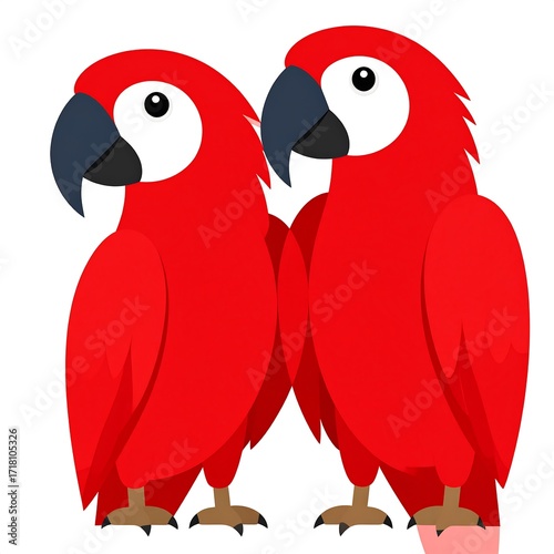 Two red parrots