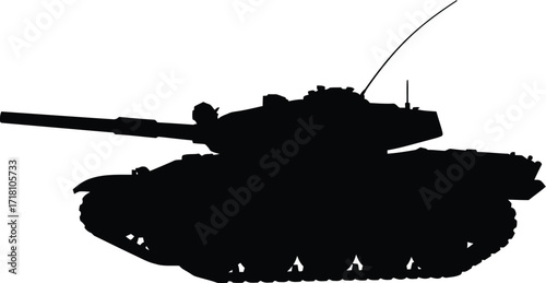Silhouette vector illustration of a military battle tank for design projects