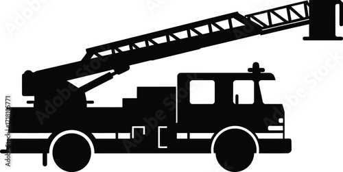 Vector illustration of a fire truck with extending ladder ready for action