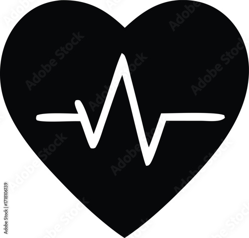 Heartbeat pulse ekg line graphic symbol for healthy life emergency medical care rhythm cardiology love symbol concept