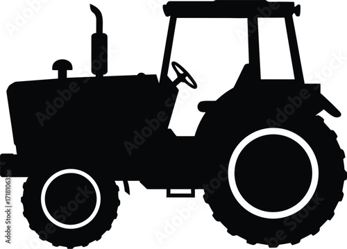Silhouette vector illustration of a tractor for agricultural and farming concepts eps