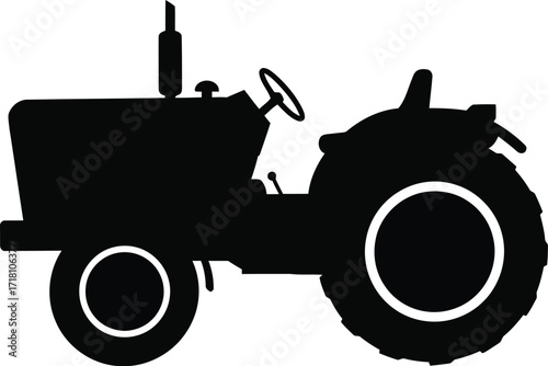 Silhouette vector illustration of a tractor agricultural vehicle scalable eps graphic