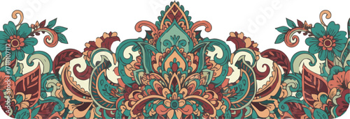 Doodle Floral Pattern Border