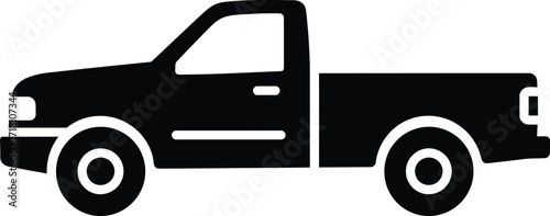 Simple black silhouette vector illustration of a pickup truck scalable eps graphic