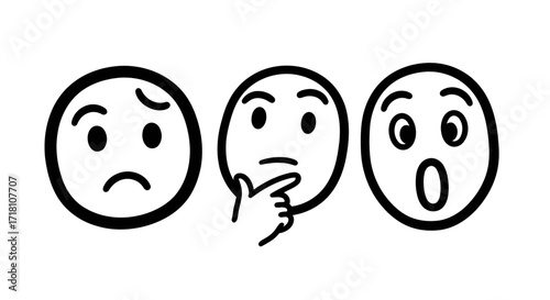 A sequence of emotional cartoon faces