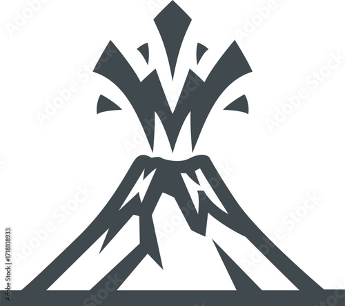 Volcano Eruption Illustration Black and White Icon