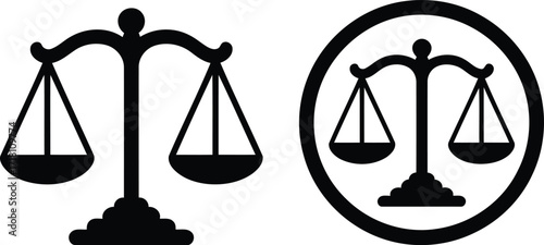 Scales of Justice Emblematic Illustrations Symbolizing Fairness and Legal Equilibrium Displayed Side by Side Depicting Impartial Judgement and Legal Representation