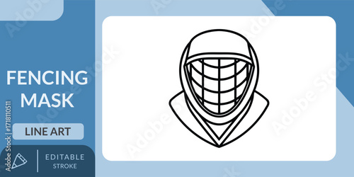 Fencing Mask Icon Line Art Vector Illustration