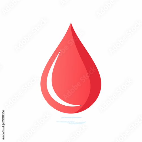 A simple, stylized red droplet icon representing blood or liquid on a clean white background.