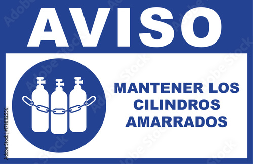 Cartel para imprimir aviso mantener los cilindros amarrados