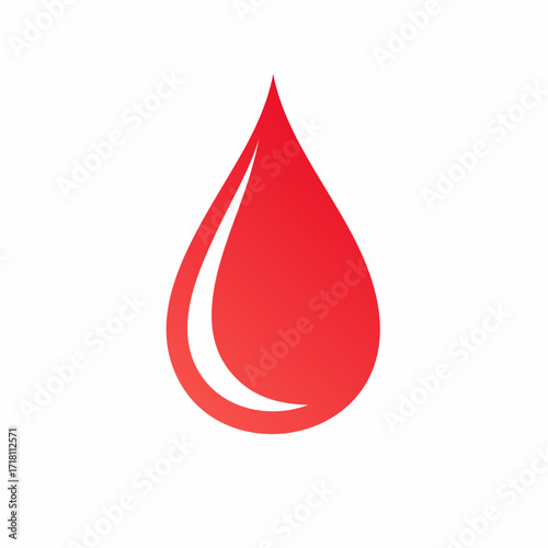 A single, stylized red drop of blood with a subtle gradient and a highlight.