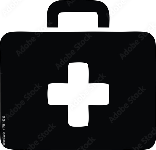 First aid kit medical symbol icon silhouette graphic design emergency healthcare assistance symbol represents help care safety relief aid emergency
