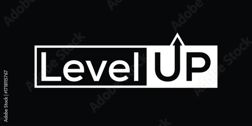  level up logo design, business symbol vector, typography text level up graphic concept	