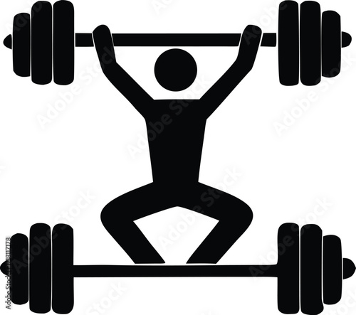 Silhouette of person lifting weights fitness icon symbolizing strength training and athletic achievement dynamic pose