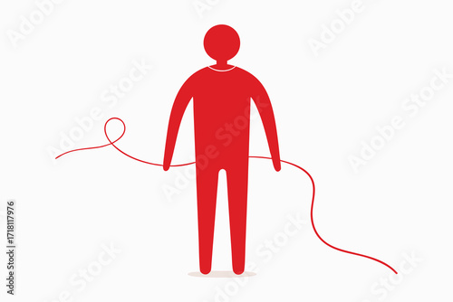 International Day for the Abolition of Slavery Paper Cutout Red Thread Vector