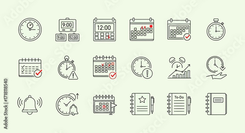Streamline your schedule with these essential time management icons for improved productivity and planning your day for success in business and life
