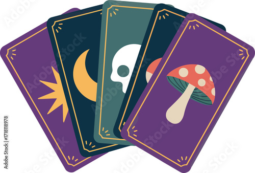 Mystical Tarot Card Deck with Esoteric Symbols Illustration