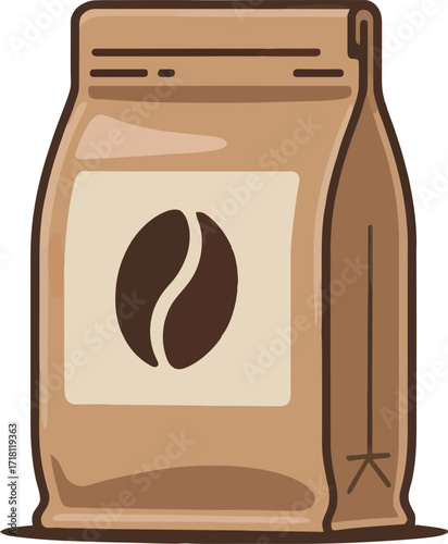 Brown Paper Coffee Bag with Bean Logo for Packaging