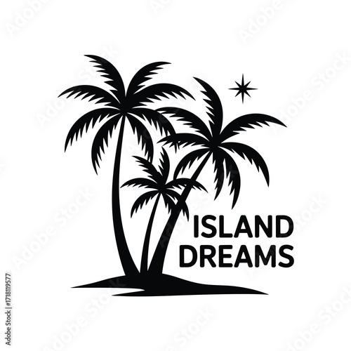 Silhouette of palm trees under a starry sky island dreams