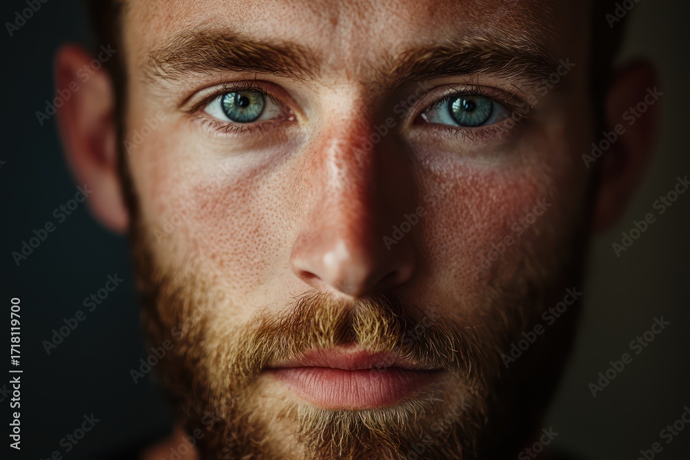 Obraz premium Bearded man with piercing eyes neutral look