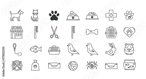 Explore a fun collection of outline pet icons for all your pet product needs, perfect for websites, apps, and branding materials that show your love for pets