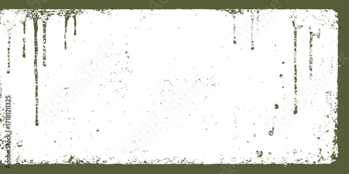 A dirty green textured frame with an aged, dusty grunge pattern on a vintage paper surface